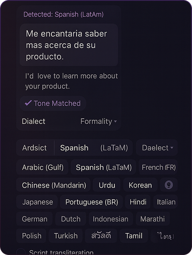 Multilingual interface